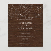 Budget Rustic Wood String Lights Wedding Invite (Voorkant)