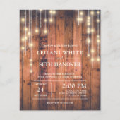 Budget Rustic Wood String Lights Wedding Invite (Voorkant)