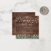 Budget Rustic Wood String Lights Wedding RSVP Notitiekaartje (Voorkant / Achterkant in situ)