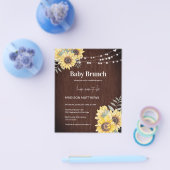 Budget Rustic Wood Sunflower Baby shower Invite Flyer (Enkel)