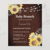 Budget Rustic Wood Sunflower Baby shower Invite Flyer (Voorkant)