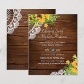 BUDGET Rustic Wood Sunflower Wedding Invites (Voorkant / Achterkant)