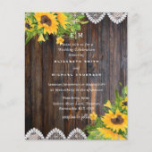 BUDGET Rustic Wood Sunflower Wedding Invites (Voorkant)