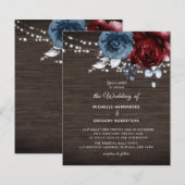 Budget Rustic Wooden Floral Wedding Uitnodiging (Voorkant / Achterkant)