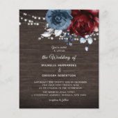 Budget Rustic Wooden Floral Wedding Uitnodiging (Voorkant)