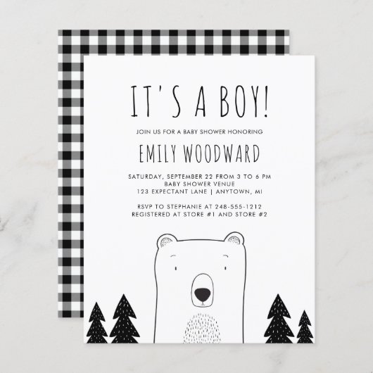 Budget Rustic Woodland Beer Boy Baby shower (Voorkant / Achterkant)