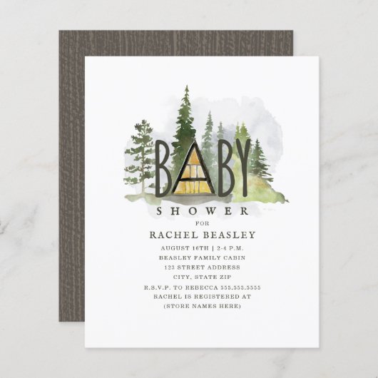Budget Rustic Woodland Cabin Baby shower (Voorkant / Achterkant)