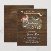 BUDGET Rustic Woodland Christening Invite Baptisme (Voorkant / Achterkant)