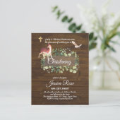 BUDGET Rustic Woodland Christening Invite Baptisme (Staand voorkant)