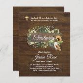 BUDGET Rustic Woodland Christening Invite Baptisme (Voorkant / Achterkant)