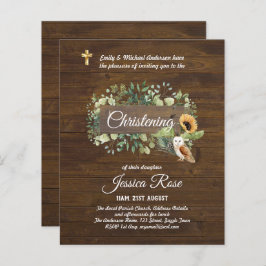 BUDGET Rustic Woodland Christening Invite Baptisme
