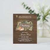 BUDGET Rustic Woodland Christening Invite Baptisme (Staand voorkant)