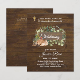 BUDGET Rustic Woodland Christening Invite Baptisme