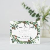Budget Rustic Woodland Greenery sparen de datum Briefkaart (Staand voorkant)
