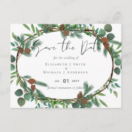 Budget Rustic Woodland Greenery sparen de datum Briefkaart