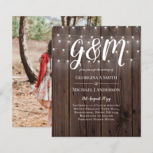 BUDGET Rustic Woodland Lights Wedding Invites (Voorkant / Achterkant)