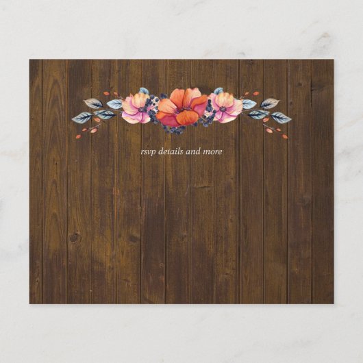 Budget Rustic Woodland Oranje Wedding Invites (Achterkant)