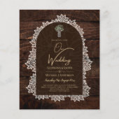 BUDGET Rustic Woodland Wedding Wood Lace INVITE Flyer (Voorkant)