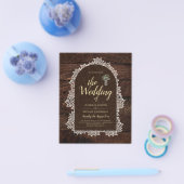 BUDGET Rustic Woodland Wedding Wood Lace INVITE Flyer (Enkel)