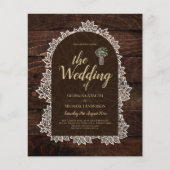 BUDGET Rustic Woodland Wedding Wood Lace INVITE Flyer (Voorkant)