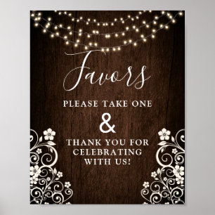 Budget Rustic Woodsy Lights Wood Wedding Signs Poster