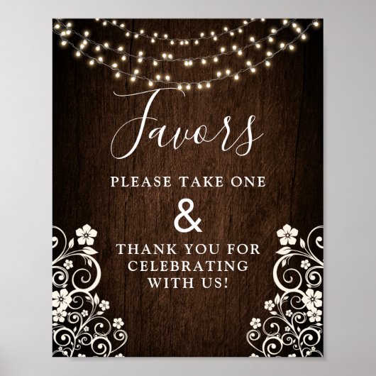 Budget Rustic Woodsy Lights Wood Wedding Signs Poster (Voorkant)