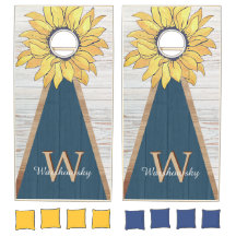 Budget Rustic Zonnebloem Blauw Wit Hout