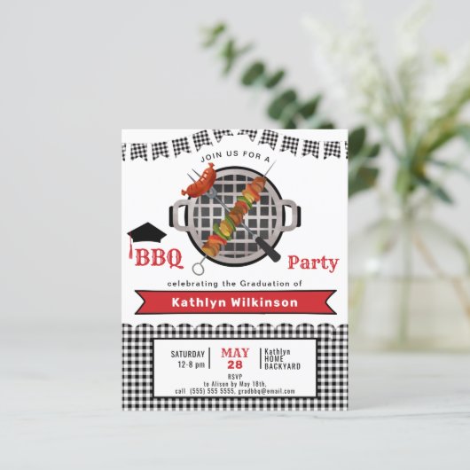 BUDGET Rustic Zwart Plaid Fun AFSTUDEERDER BBQ Uit (Staand voorkant)