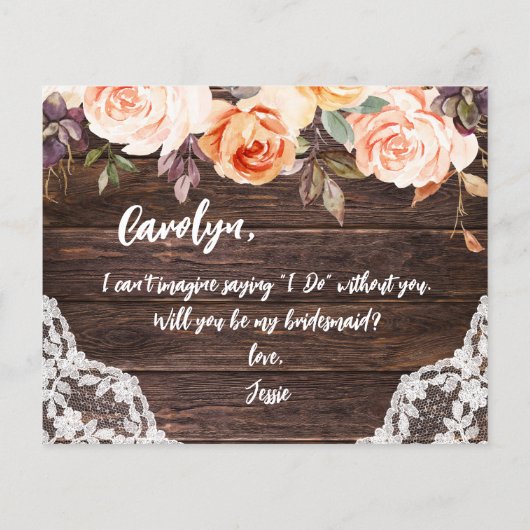 Budget RusticBlushFloral zal je mijn Bridesmaid zi (Achterkant)