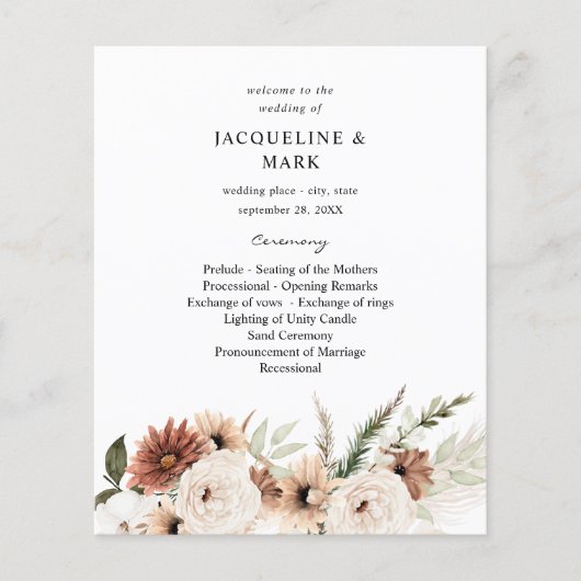 Budget RusticNeutral Boho Floral Wedding Ceremony (Voorkant)