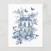 Budget Rustiek Blauw Toile De Jouy QR Code Bruilof (Achterkant)