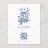 Budget Rustiek Blauw Toile De Jouy QR Code Bruilof (Voorkant)