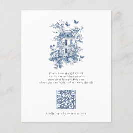 Budget Rustiek Blauw Toile De Jouy QR Code Bruilof