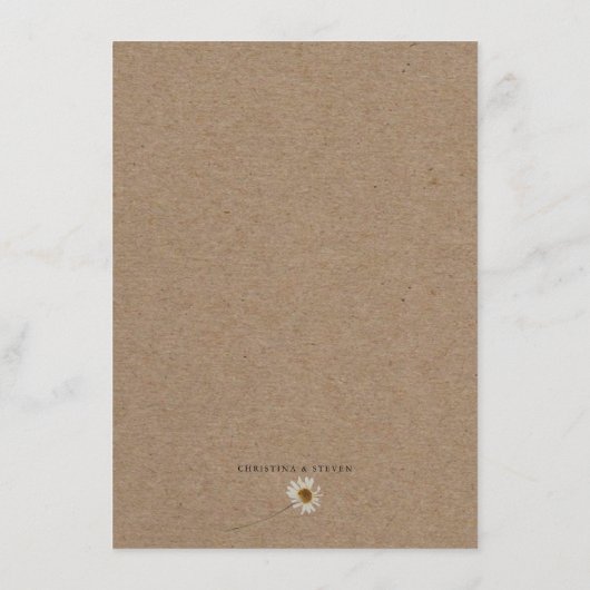 Budget Rustiek Gedroogde Zonnebloem Kraft Wedding Menu (Achterkant)