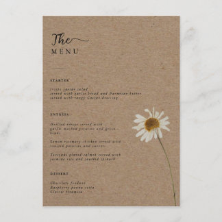 Budget Rustiek Gedroogde Zonnebloem Kraft Wedding Menu