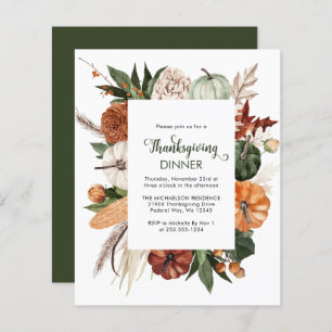 Budget Rustiek Groen Thanksgiving Diner Invite