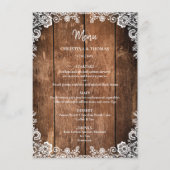 Budget Rustiek hout en kant land bruiloft Menu (Voorkant)
