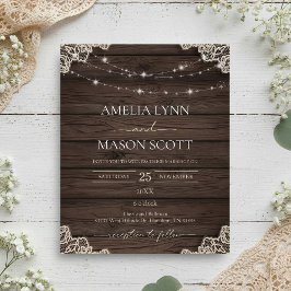 Budget Rustiek Hout en Kant String Light Wedding