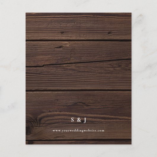 Budget Rustiek Hout Groen Huwelijksuitnodiging (Achterkant)