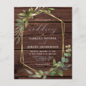 Budget Rustiek Hout Groen Huwelijksuitnodiging (Voorkant)