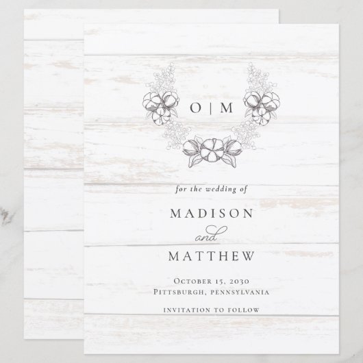 Budget Rustiek Hout Zuidelijk Katoen Save the Date (Voorkant / Achterkant)