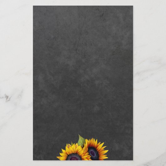 BUDGET Rustiek land zonnebloem bruiloft menu (Achterkant)