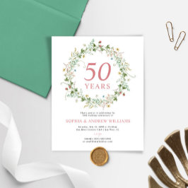 Budget rustieke 50e bruiloft Jubileum uitnodiging