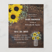 BUDGET Rustieke Baby Shower Zonnebloemen Uitnodigi (Voorkant)