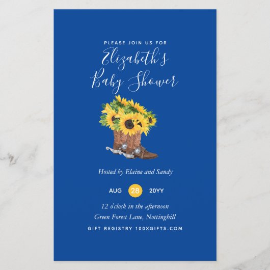 BUDGET Rustieke baby shower zonnebloemen uitnodigi (Voorkant)