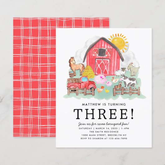 Budget Rustieke Barnyard Dieren Kinder Boerderij V (Voorkant / Achterkant)