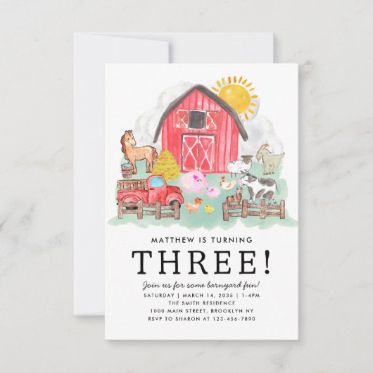 Budget Rustieke Barnyard Dieren Kinder Boerderij V Notitiekaartje (Voorkant)