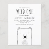 Budget Rustieke Beer Wild One 1e Verjaardagsuitnod (Voorkant)