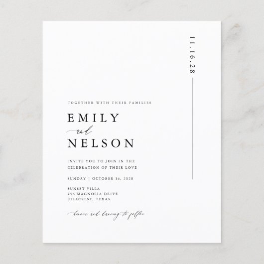 Budget rustieke bestemming foto bruiloft uitnodige (Achterkant)