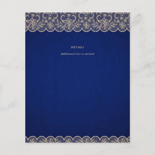 BUDGET Rustieke BLAUW Goud Kant Boerderij Bruiloft (Achterkant)